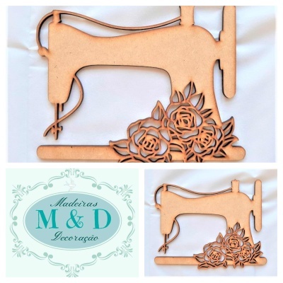 Maquina de costura c/flores mdf 19x15cm 3650