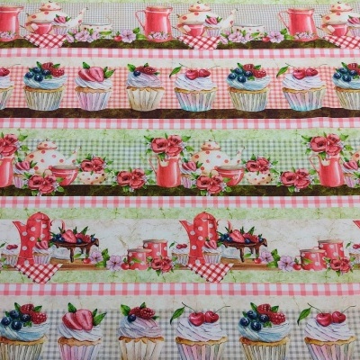 TECIDO DENISE SÁ barras vermelho DS355