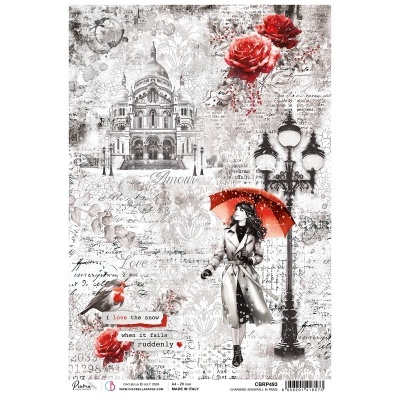 Papel de arroz A4 Charming Snowfall in Paris CIAO BELLA CBRP493