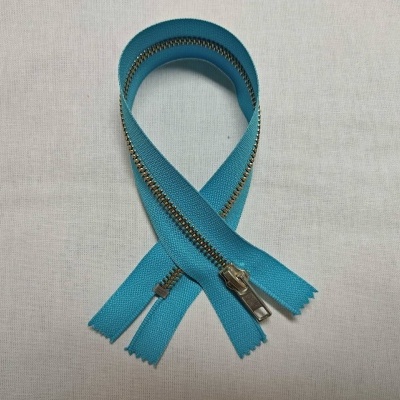 FECHO METAL PRATA S/D AZUL TURQUESA 30CM 901130