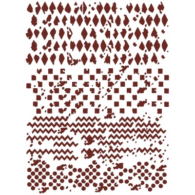 Padrões geométricos castanhos com manchas sobre fundo branco