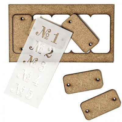 Conjunto 5 placas mdf c/stencil Nº 5x2,5cm 640209