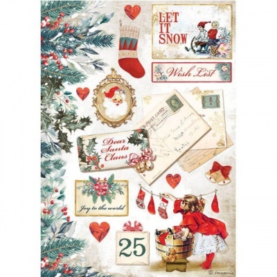 PAPEL ARROZ A4 Romantic Christmas Let is snow DFSA4614