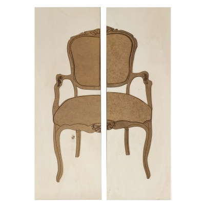 Quadro madeira c/cadeira divido c/75x50cm 640163