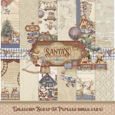 BLOCO 12 PAPEIS SCRAP 30,5x31,8cm SANTA S WORKSHOP PFY-15152  341047