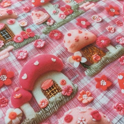 Tecido 3D "Fantasia" Cogumelos/Gnome FC12-B