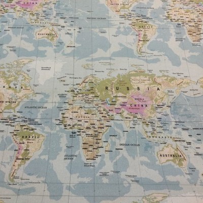 Tecido Indigo Mapa Mundo