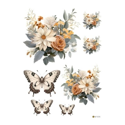 Papel Transfer Pro - Vintage flowers 3   20x28cm  13219