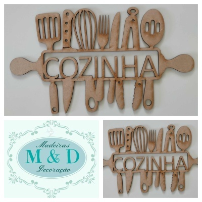 Placa mdf "Cozinha" 17x30,5cm 4128