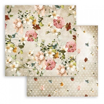 Scrapbooking Double face sheet - Garden of Promises flower pattern SBB869