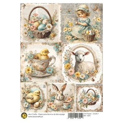 Papel de Arroz A4 - Shabby Easter - 1304