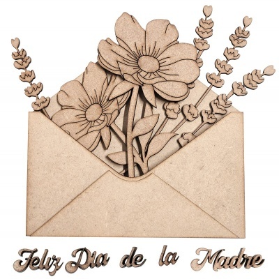 Envelope c/flores mdf 16x16cm 640191