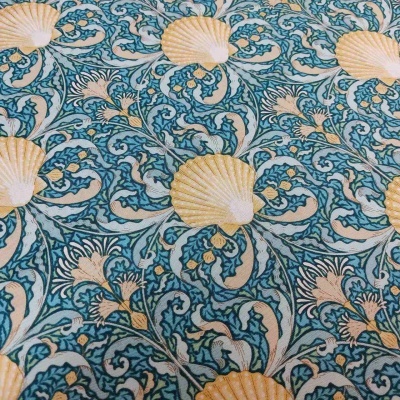 TECIDO TILDA COTTON BEACH SCALLOP SHELLS TEAL 100336 T1400A