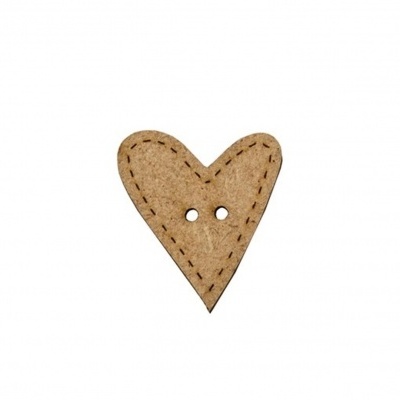 Botão de cortiça em forma de coração com dois furos