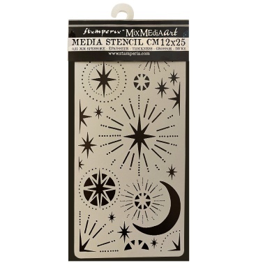 Stencil de estrelas e lua para artesanato com embalagem preta e branca