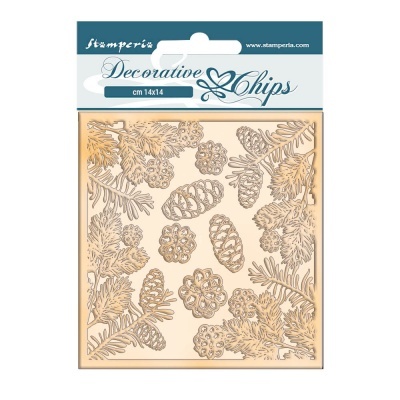 Stamperia Romantic Christmas Pinecones Decorative Chips SCB102