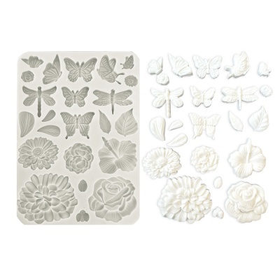 Molde silicone A5 - Create Happiness Secret Diary butterflies and flowers  KACMA 509