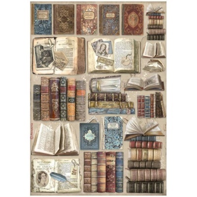Papel arroz Stamperia A4 DFSA4755 Vintage Library