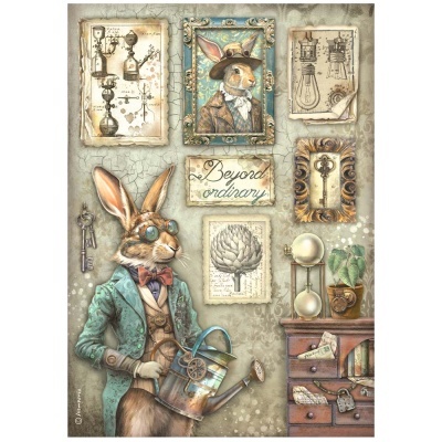 Papel arroz Stamperia A4  Alterego Rabbit  DFSA4957