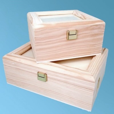 Caixa de chá de 6 divisórias com vidro (23x16x9cm) 9022