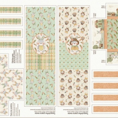 Painel Tecido Fuxicos e Fricotes PAINEL CESTINHA E SAQUINHO DE PÁSCOA PAC014