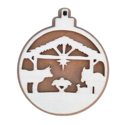 Bola recortada com fundo em MDF  "Menino Jesus" 8cm 98474