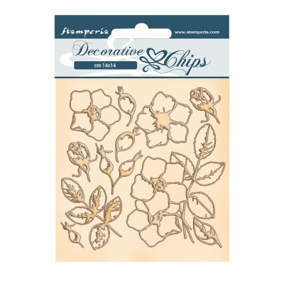 Stamperia Romantic Christmas Flowers Decorative Chips SCB69
