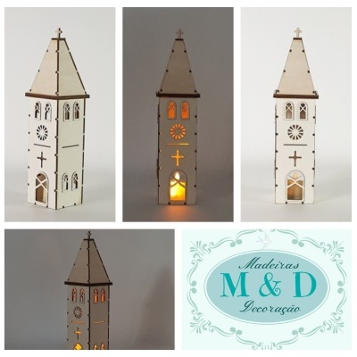 Igreja 3D madeira  8 x 32 x 8 cm  7588