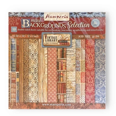 BLOCO SCRAPBOOKING 10F 30,5X30,5 (12"X12") Vintage Library backgrounds - SBBL133