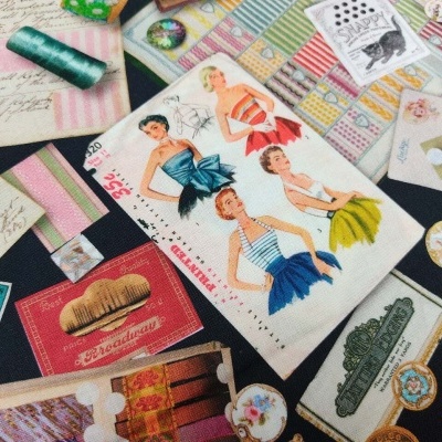 Tecido Michael Miller "Vintage Sewing Stash" by Aimee Stewart 65605