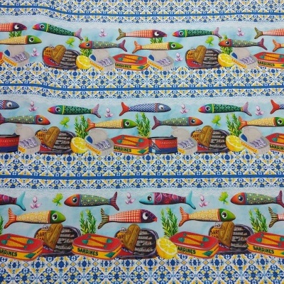 Tecido Amaralina Sardinhas barras A69
