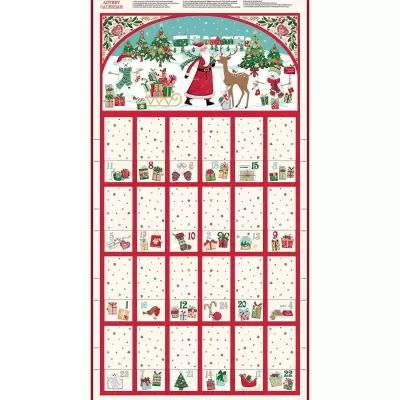 Tecido Makower painel "Christmas Whishes Advent Calendar"  039