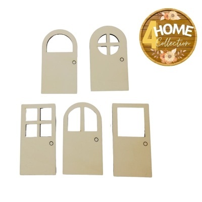 Aplicações de madeira sortidas Portas 5 modelos +/- 10cm   98541