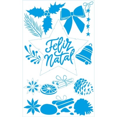 Stencil Natal Grande - Pinhas e Elementos Ref.: STNGG-054
