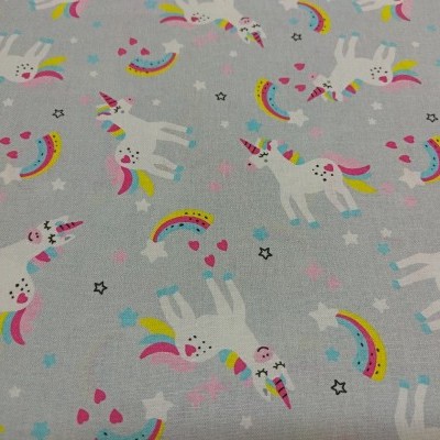 Tecido Unicórnios cinza 288/9 T1016