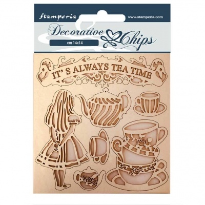 Decorative chips 14x14 cm - Alice tea time SCB49