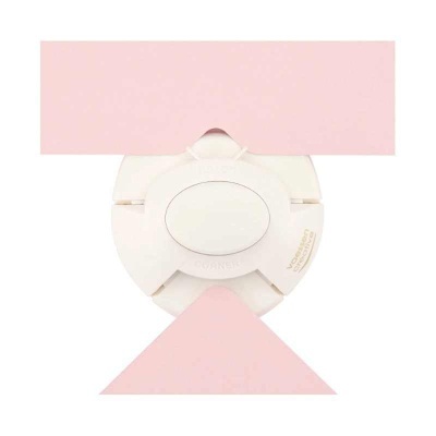 Suporte branco com fundo rosa geométrico