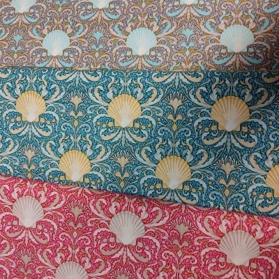 TECIDO TILDA COTTON BEACH SCALLOP SHELLS CORAL 100321 T1500A