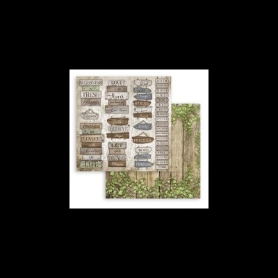 Papéis decorativos para scrapbooking com placas de madeira e cerca com hera