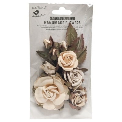 Conjunto de flores artesanais Little Birdie em embalagem plástica