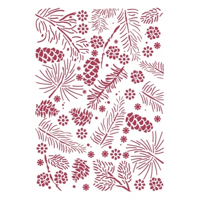 Stamperia Stencil A4 Christmas Pinecones KSG476