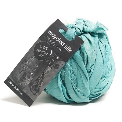 Fita Seda Natural reciclada Turquesa /Azul