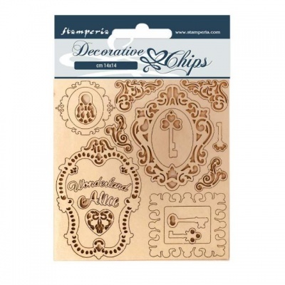 Decorative chips 14x14 cm - Alice keys and frames SCB75