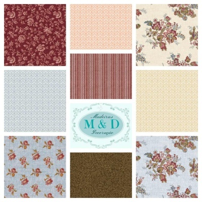 Tecido Benartex "French Cottage" Flores T13141