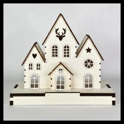 Casinha Natal 3D madeira 26x23x13cm   7673