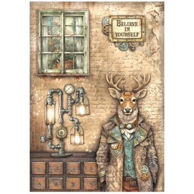Papel arroz Stamperia A4  Alterego Deer  DFSA4958