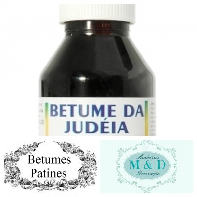 Frasco preto com tampa branca de Betume da Judéia