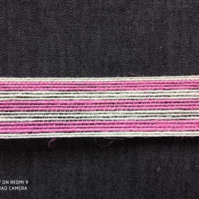 Fita linho riscas Rosa/Creme 025.0307 F0062