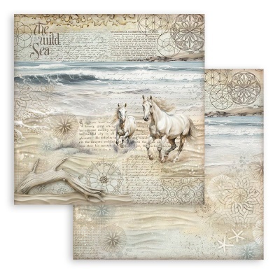 Papel Scrapbooking 2 faces - Silent Sea horses   30X30cm  SBB 1063