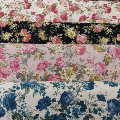 Tecido linho de algodão SEVENBERRY B87505Z D/3-7 Preto/Rosa-Creme T1404B